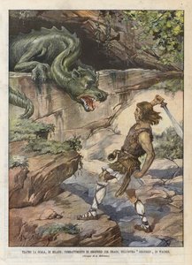 Teatro La Scala, Mailand, Kampf von Siegfried mit dem Drachen in der Oper Siegfried von Wagner