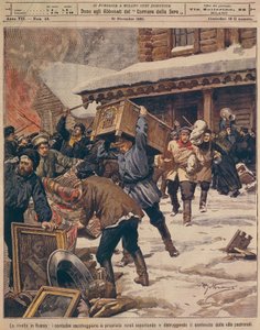 Die Russische Revolution: Bauern plündern die Besitztümer der Landreichen von Achille Beltrame