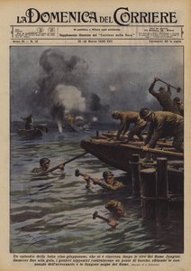 Ein Ereignis des chinesisch-japanischen Krieges, der entlang des Jangtse-Flusses wieder aufgeflammt ist von Achille Beltrame