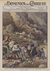Ein Bergsturz bei Clauzetto (Provinz Udine), der Felder und Häuser mitreißt und die Bewohner in die Flucht schlägt