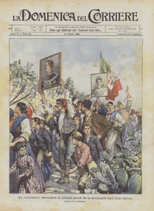 Eine charakteristische Demonstration sizilianischer Bauern für die Aufteilung der Gemeindeländereien