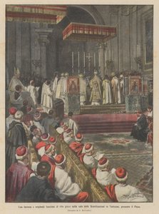 Eine prächtige und originelle griechische Rituszeremonie im Saal der Seligsprechungen im Vatikan, in Anwesenheit des Papstes