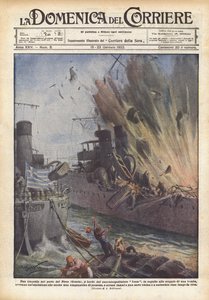 Eine Tragödie im Hafen von Piräus (Griechenland) von Achille Beltrame