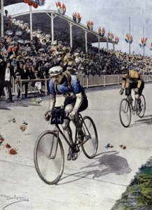 Radfahrer Peer Breton, Gewinner der Tour de France 1908. Illustration von Achille Beltrame von Achille Beltrame