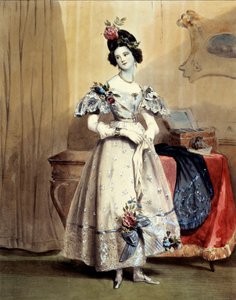 Um elf Uhr abends, junges Mädchen in Abendtoilette von Achille Devéria