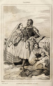 Eine albanische Kolonie in Kalabrien, Gravur von Deveria, in „Italien pittoresk“, Amable Coste Herausgeber, Paris von Achille Devéria