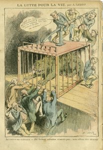 Illustration von Achille Lemot in Le Pelerin, 21/04/07 - Der Kampf ums Leben - Sozialismus, Radikal-Sozialismus - Animalisierung