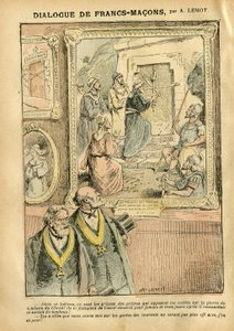 Illustration von Achille Lemot (1846-1909) in Le Pelerin, 31/03/07 - Dialog der Freimaurer - Kunst, Antimasonismus, Religion Glaube, Katholizismus - Trennung von Kirche und Staat, Inventare/Reaktionen auf Inventare von Achille Lemot