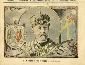Illustration von Achille Lemot (1846-1909) in Le Pelerin, 02/07/05 - Seine Majestät Oscar II., König von Schweden - Monarchie, Schweden - Oscar II. von Achille Lemot