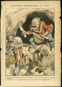 Illustration von Achille Lemot (1846-1909) in Le Pelerin, 07/01/06 - Nächster Fremder - Landwirtschaft, Kollektivismus, Sozialismus - Arbeiter, Bauern, Landwirte - Oger/essen/schlucken, Animalisierung