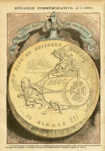 Illustration von Achille Lemot (1846-1909) in Le Pelerin, 26/02/05 - Gedenkmedaille - Antimasonismus Freimaurerei, Affäre des Fiches, Block der Linken - Combes Emile (1835-1921), Marianne - Kasserolle von Achille Lemot