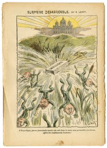Illustration von Achille Lemot (1846-1909) in Le Pelerin, 26/08/06 - Überraschung unangenehm - Klerikal/antirepublikanisch, Religion Glaube, Vatikan, Ausdrücke, Katholizismus - Enzyklika - Batrachian Frosch - Animalisierung von Achille Lemot