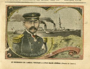 Illustration von Achille Lemot (1846-1909) in Le Pelerin, 27/08/05 - Der Nachfolger von Admiral Touchard im Generalstab - Armee, Marine, Stab, Kriegsschiffe - Admiral Admiräle, Aubert Marie Jacques Charles (1848-1915), Touchard Philippe (18 von Achille Lemot