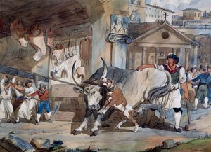 Metzger, von Achille Pinelli, Aquarellzeichnung, Italien