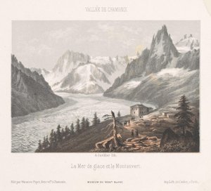 Ansicht auf Le Chapeau bei dem Gletscher Mer-de-Glace von Ad. Cuvillier