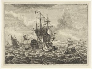 Meeresansichten mit Schiffen und Ruderboot von Adam Silo