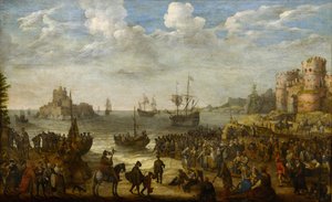 Christus predigt von einem Schiff auf dem See Genezareth