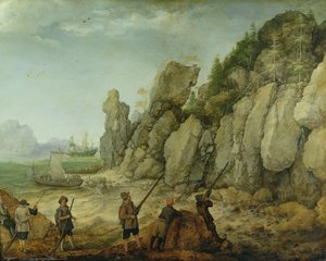 (Detail) Wildziegenjagd an der Küste, 1620