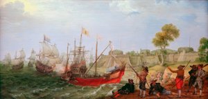 Eine niederländische Schwadron greift eine spanische Festung an