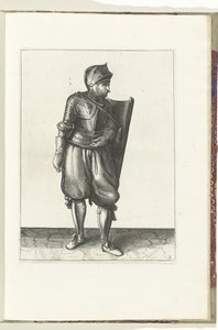 Die Übung mit Targe und Rapier: Der Soldat bringt die Targe von hinten über die linke Schulter (Nr. 2), 1618 von Adam van Breen