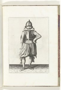 Die Übung mit Schild und Speer: der Soldat steht in Ruhe mit dem Schild auf dem Rücken (Nr. 27), 1618 von Adam van Breen