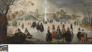 Winterlandschaft mit Schlittschuhläufern von Adam van Breen