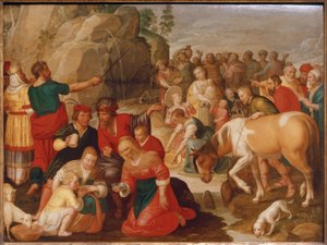 Moses schlägt Wasser aus dem Felsen