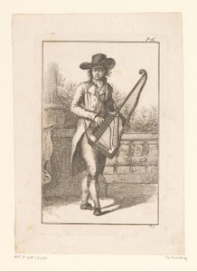 Junger Mann spielt auf einer Orphica vor einer Balustrade von Adam von Bartsch