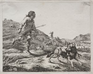 Hirte jagt einen Wolf, 1803 von Adam von Bartsch