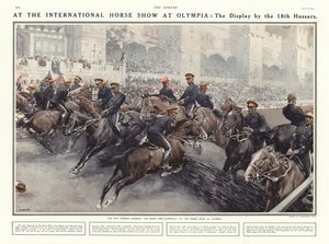 Vorführung der 18. Husaren auf der Internationalen Pferdeschau in Olympia, London, 1914 von Addison Thomas Millar