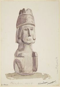 2 Fuß hohe Steinstatue eines menschlichen Kopfes aus Chicualoque, in der Nähe von Papantla