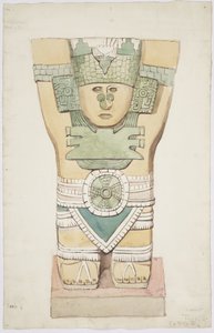 Karyatide III, äußere Kammer, Oberer Tempel der Jaguare (Tempel A), Chichen Itza, Mexiko von Adela Breton