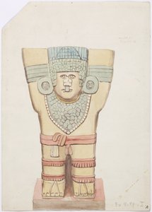 Karyatide I, äußere Kammer, Oberer Tempel der Jaguare (Tempel A), Chichen Itza, Mexiko von Adela Breton