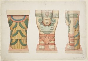 Karyatide aus der äußeren Kammer, Tempel A, Ballspielplatz, Chichen Itza von Adela Breton