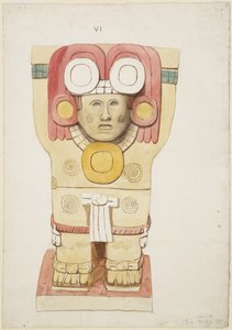 Karyatide aus der äußeren Kammer, Tempel A, Ballspielplatz, Chichen Itza, Mexiko von Adela Breton