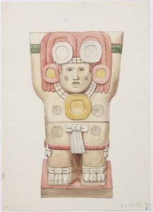 Karyatide aus der äußeren Kammer, Tempel A, Ballspielplatz, Chichen Itza, Mexiko von Adela Breton