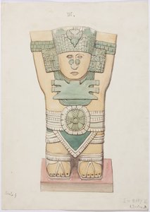 Karyatide aus der äußeren Kammer, Tempel A, Ballspielplatz, Chichen Itza, Mexiko von Adela Breton