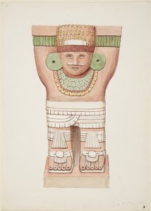 Karyatide aus der äußeren Kammer, Tempel A, Ballspielplatztempel, Chichen Itza, Mexiko von Adela Breton