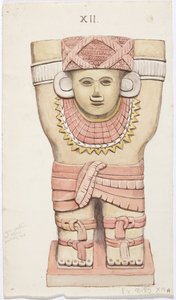 Karyatide aus der äußeren Kammer, Tempel A, Ballspielplatz, Chichen Itza, Mexiko von Adela Breton
