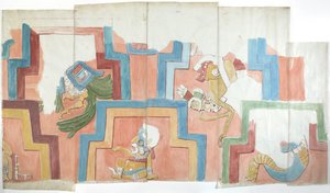 Kopie der Stuckfassade des Tempels auf der Pyramide in Acanceh von Adela Breton