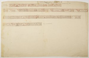Ruinen/Steinreliefs am Tempel von Uxmal, Mexiko (Fries) von Adela Breton
