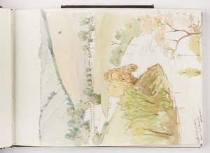 Skizzenbuch mit Tinten- und Graphitzeichnungen und Aquarellen