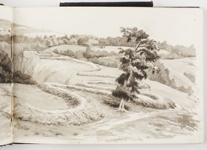 Skizzenbuch mit Tinten- und Graphitzeichnungen und Aquarellen von Adela Breton
