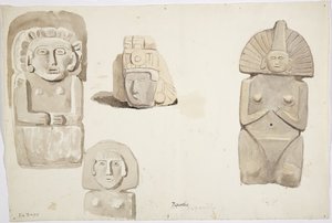 Steinstatuen aus Papantla, Mexiko von Adela Breton