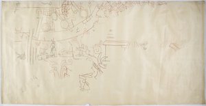 Abzeichnung eines Wandgemäldes aus Casa de Monjas, Chichen Itza, Mexiko, Gewölbe in großer Kammer von Adela Breton