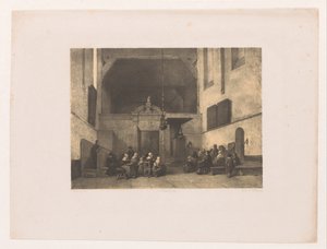 Kircheninterieur mit Figuren von Adolf Carel Nunnink