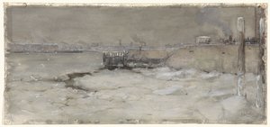 Das Schieben des Eises auf der Maas in Rotterdam von Adolf le Comte
