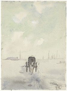 Winterlandschaft mit Pferd und Wagen