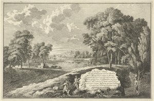 Arkadische Flusslandschaft mit Frau und Kind von Adolf van der Laan