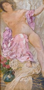 Frau mit Blumen / nackte Frau mit Rosen